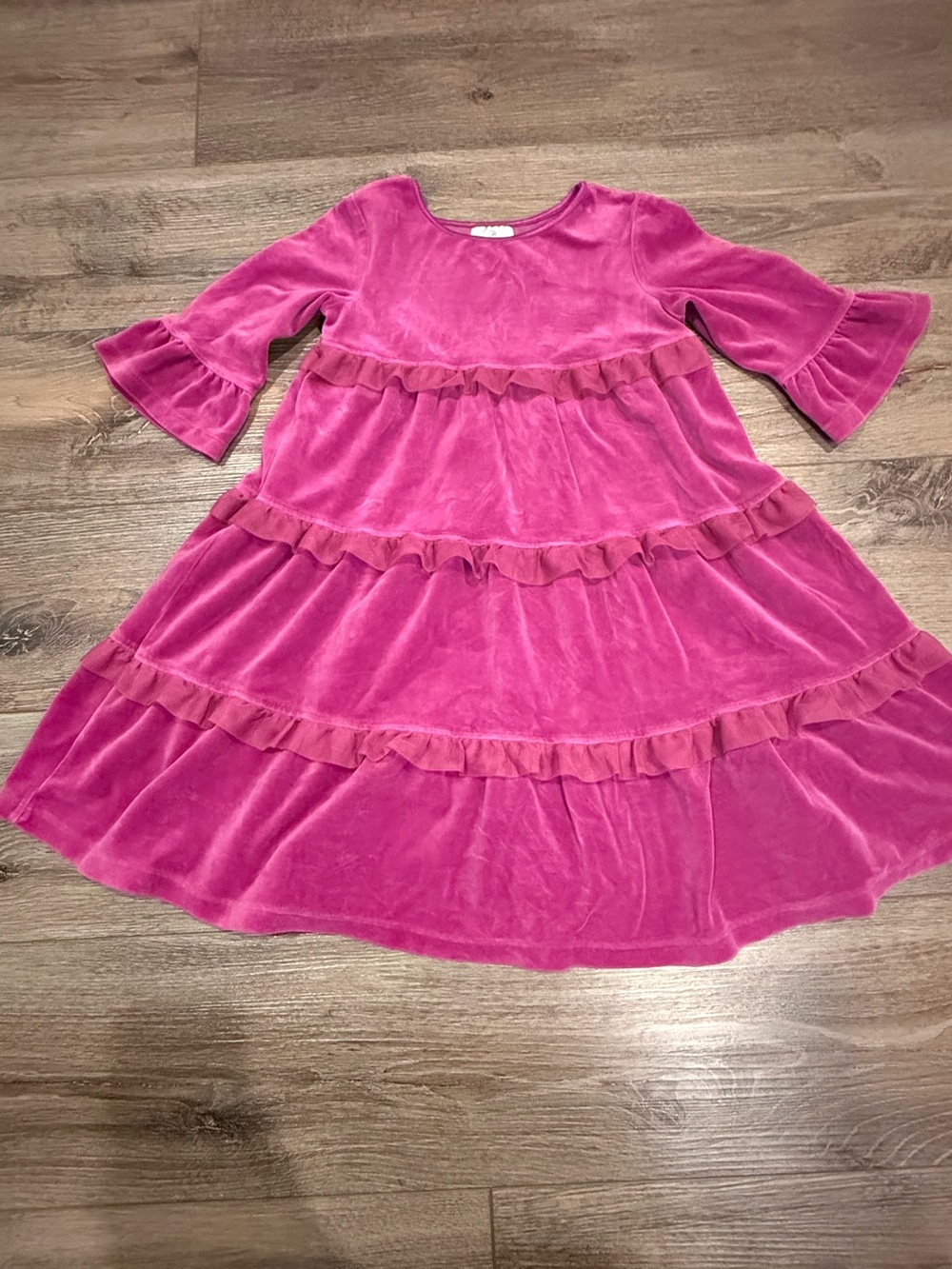 Hanna Andersson Girls Purple Velvet Ruffle Tiered Dress